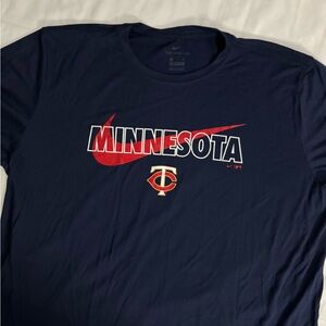 Nike Minnesota Twins Shirt Mens 2XL Blue Dri Fit Short Sleeve MLB Baseball Tee